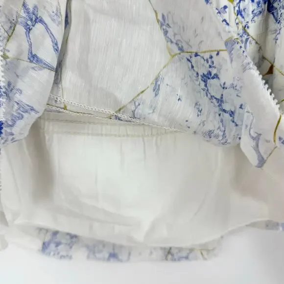 All Saints Women’s Lara Off The Shoulder Smocked Top Size 8 White Linen Silk - Picture 10 of 13